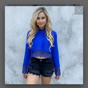 Honey punch blue crop hoodie